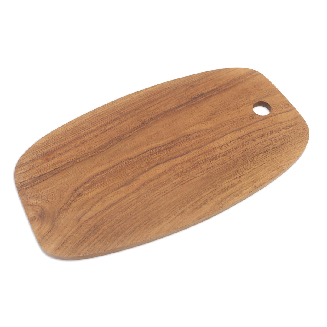 Hand Crafted Oval Teak Wood Cutting Board from Bali - Classic Oval