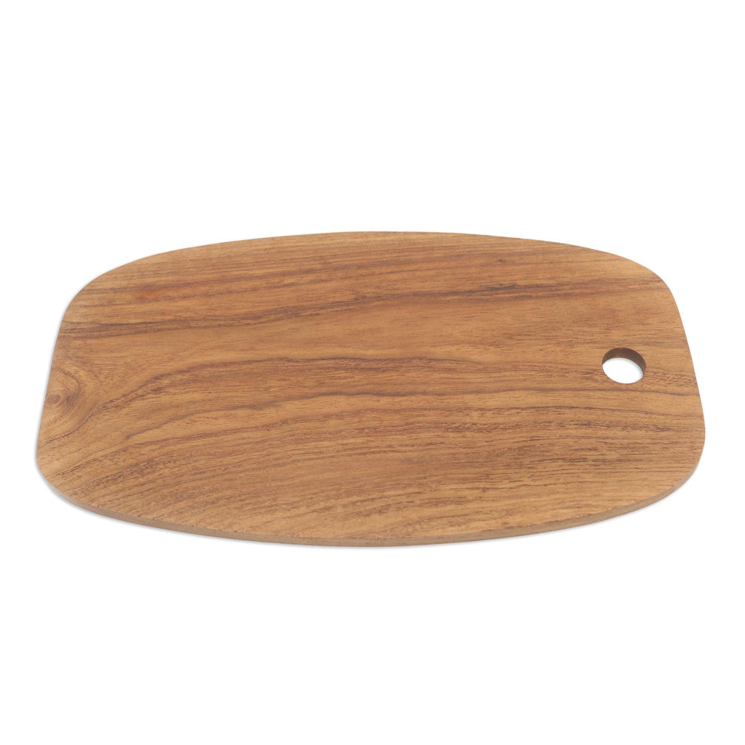 Hand Crafted Oval Teak Wood Cutting Board from Bali - Classic Oval