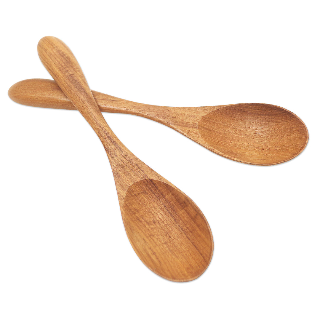 Hand Made Teak Wood Salad Spoons from Bali (Pair) - Hearty Meal
