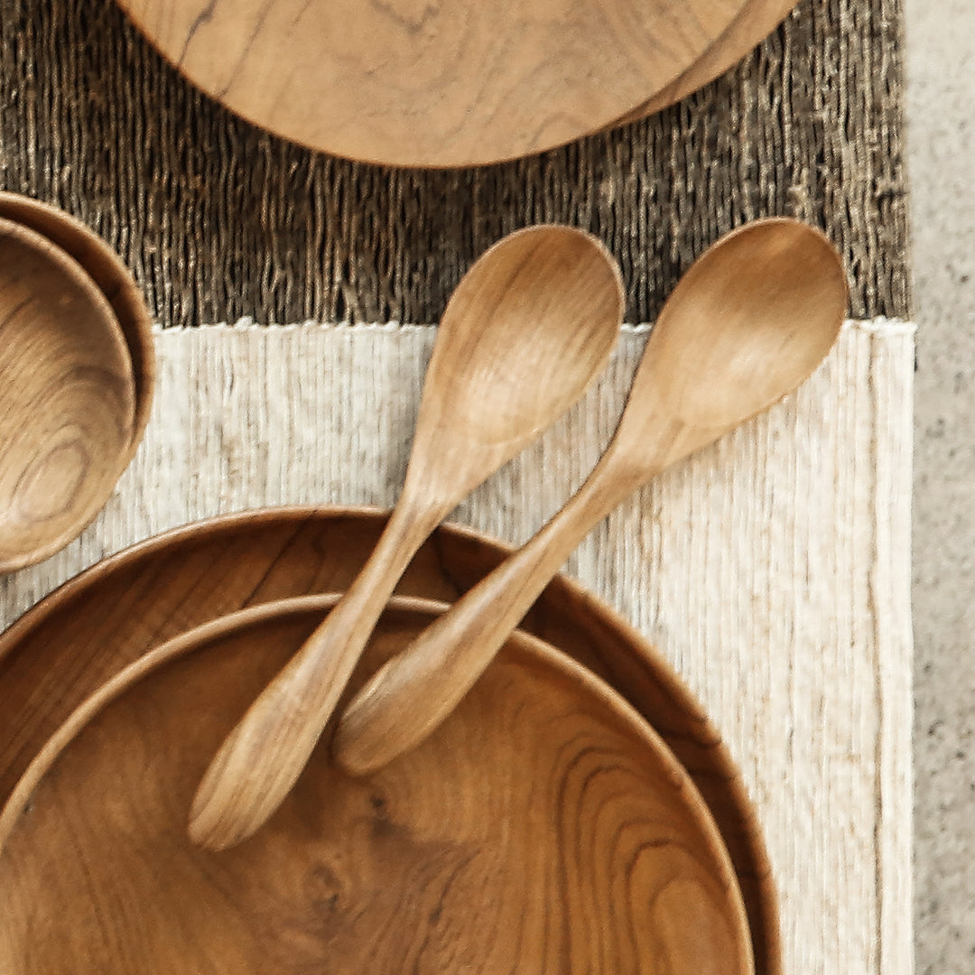 Hand Made Teak Wood Salad Spoons from Bali (Pair) - Hearty Meal