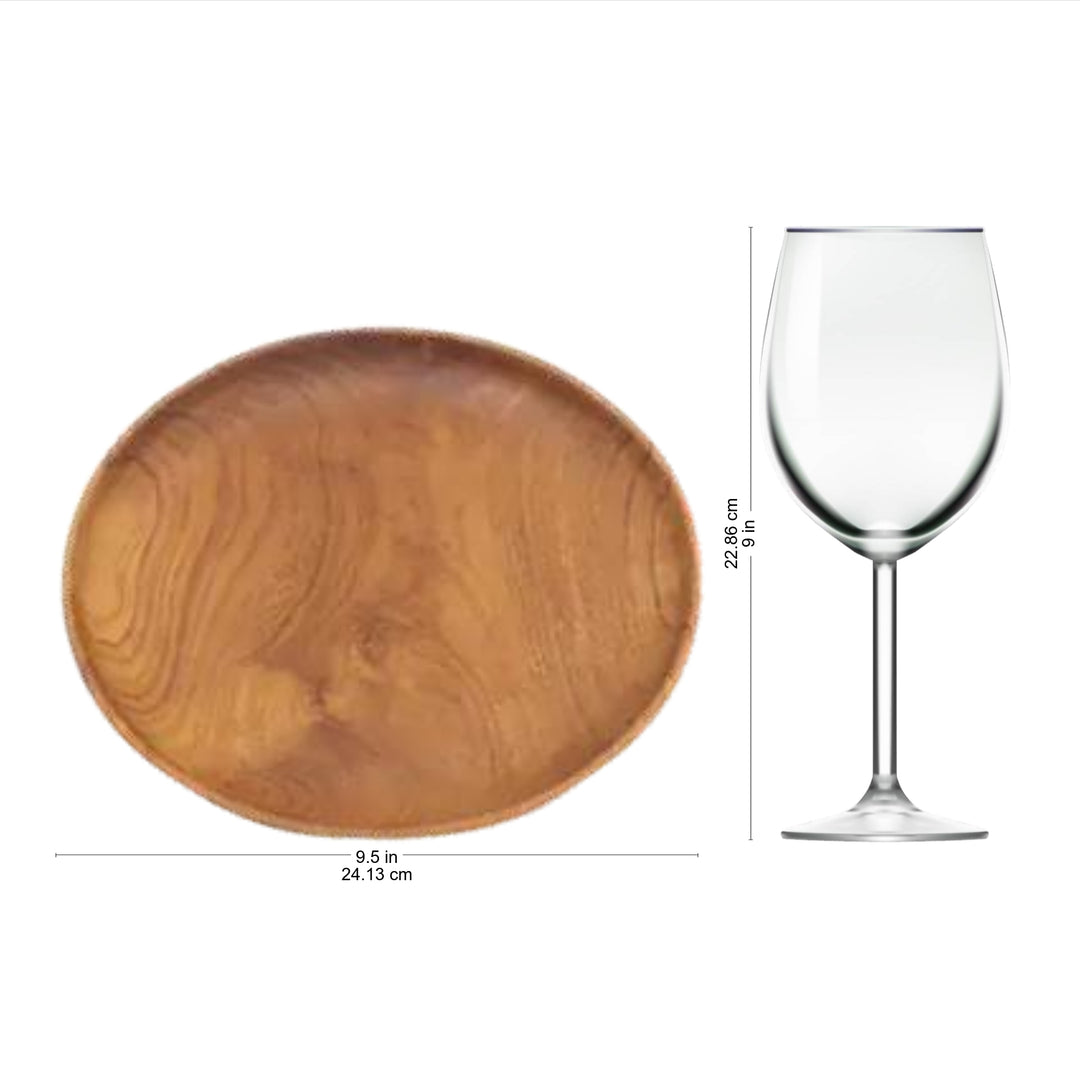Hand Made Teak Wood Dinner Plates from Bali (Pair, 9 Inch) - Fit for a Feast