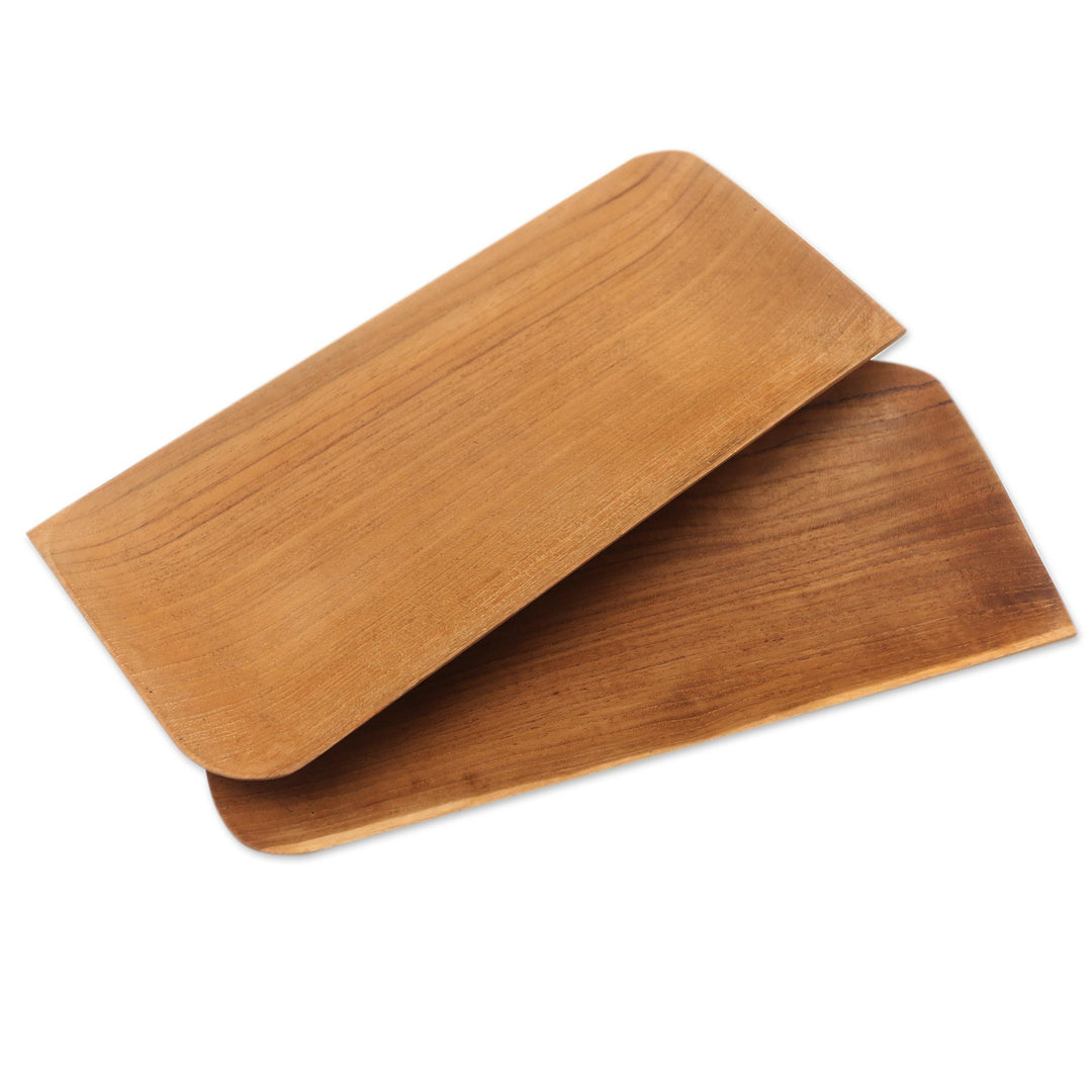 Handmade Rectangular Teak Wood Sushi Plates (Pair) - Served Cold