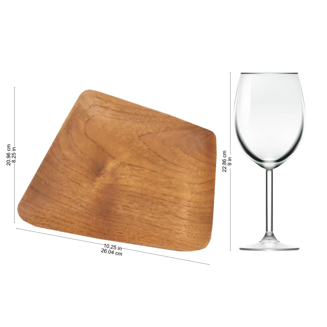 Hand Crafted Rectangular Teak Wood Sushi Plates (Pair) - Parallelogram Platter