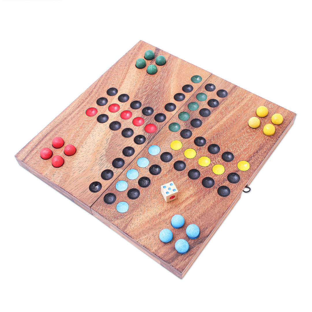 Handcrafted Folding Wood Ludo Game - Ludo