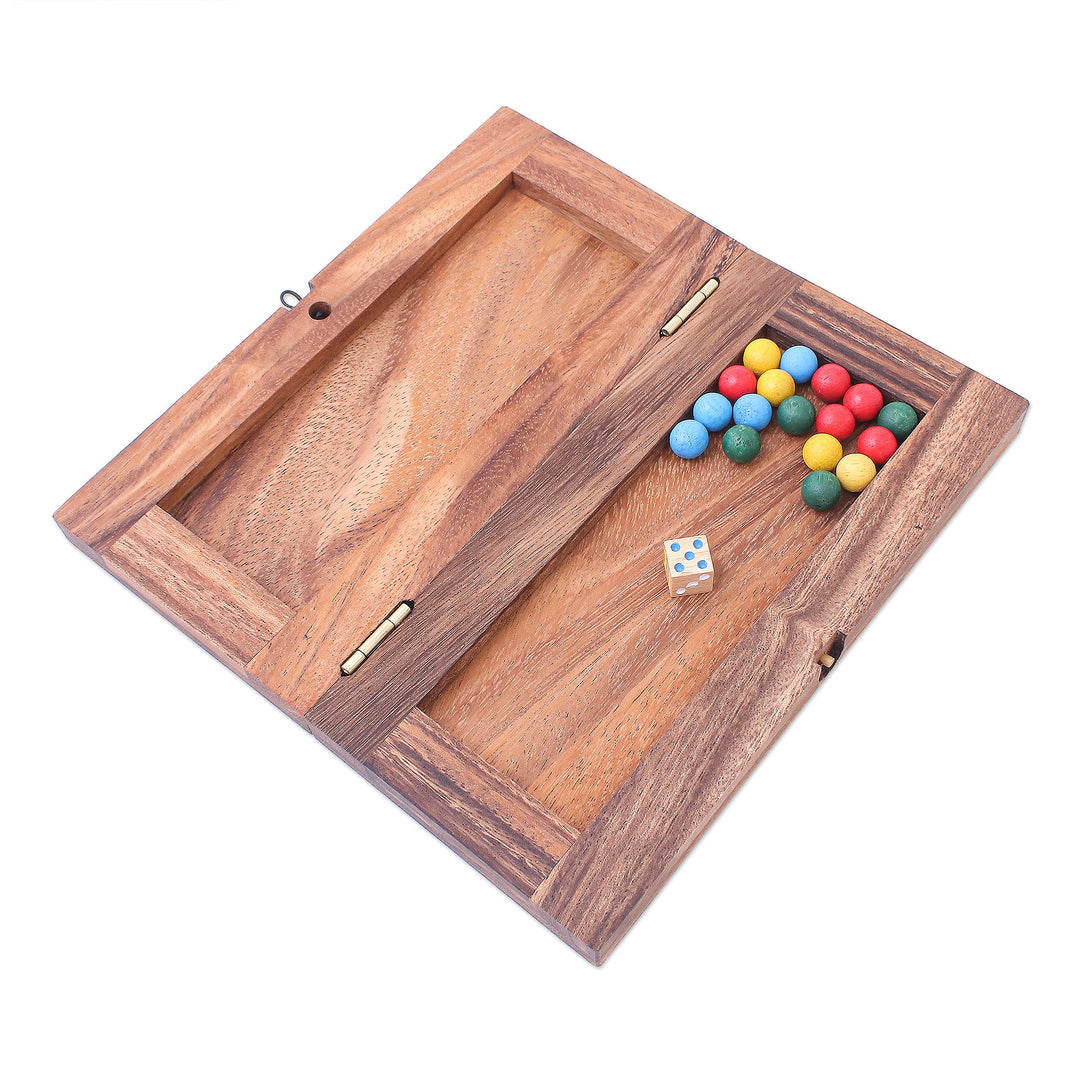 Handcrafted Folding Wood Ludo Game - Ludo