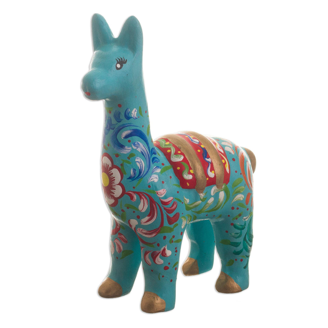 Handmade Aqua Llama Figurine - Llama in Aqua