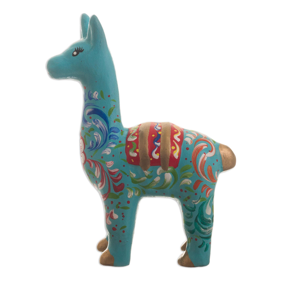 Handmade Aqua Llama Figurine - Llama in Aqua