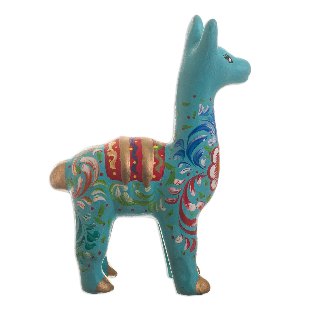 Handmade Aqua Llama Figurine - Llama in Aqua