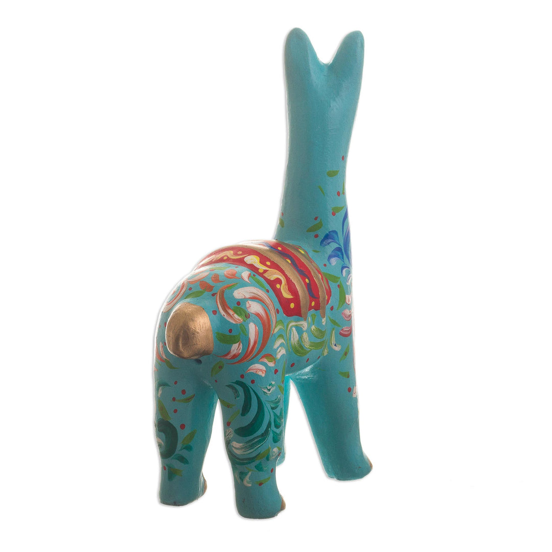 Handmade Aqua Llama Figurine - Llama in Aqua