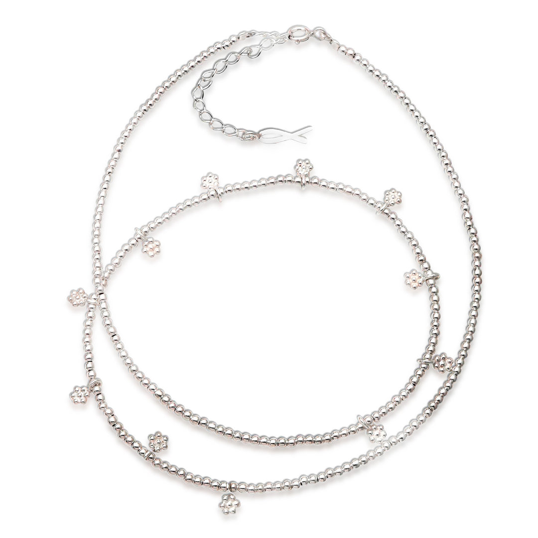 Hand Made Sterling Silver Floral Charm Necklace - Petite Fleur