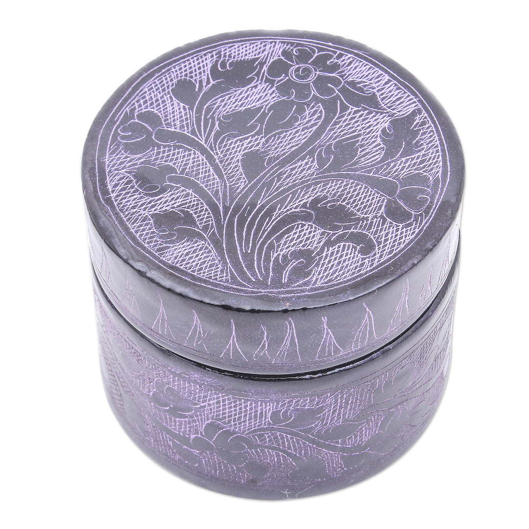 Handmade Decorative Floral Wood Boxes from Thailand (Pair) - Frosty Flora