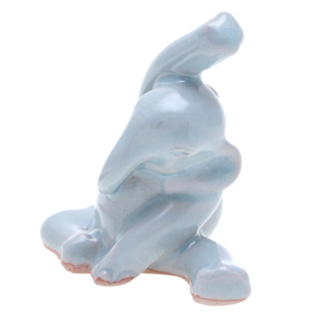 Hand Crafted Ceramic Elephant Yoga-Themed Figurine - Head to Knee