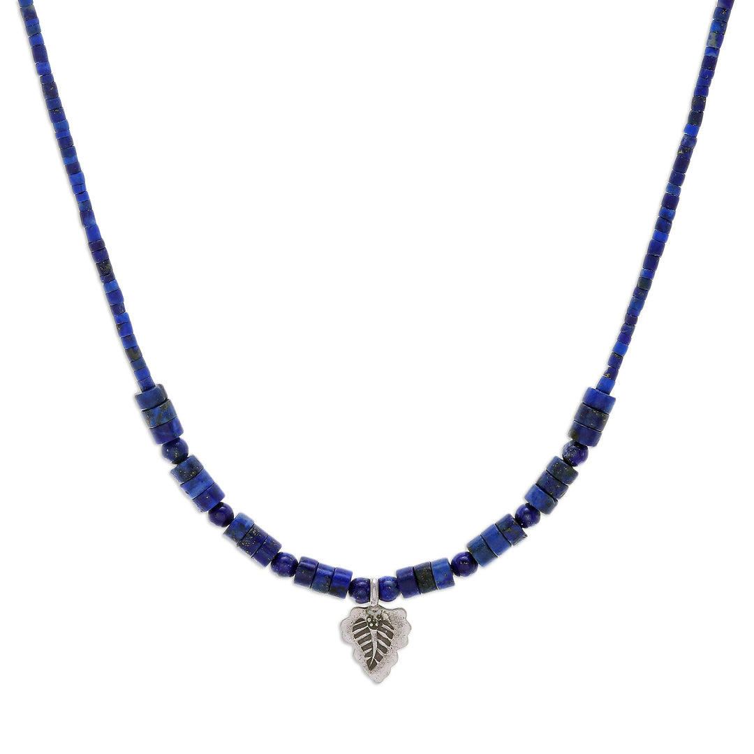 Hand Made Lapis Lazuli and Silver Pendant Necklace - Lapis Leaf