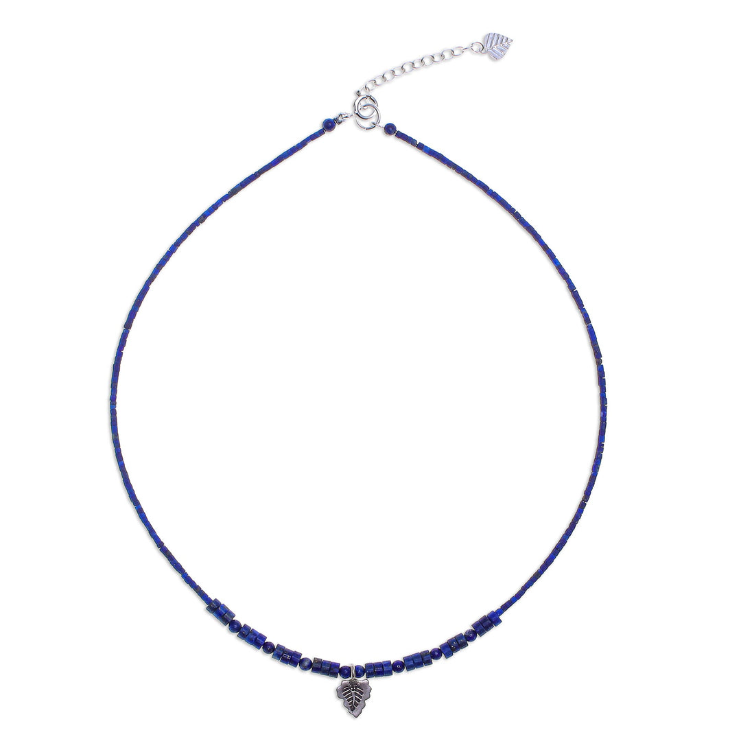 Hand Made Lapis Lazuli and Silver Pendant Necklace - Lapis Leaf