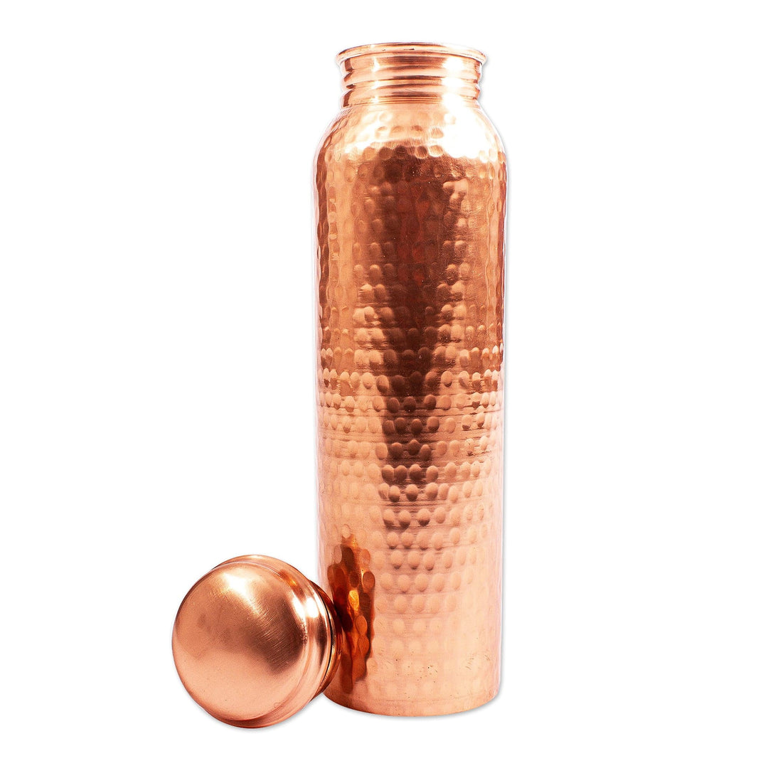 Handcrafted Mexican Copper Bottle - Gleaming Pebbles