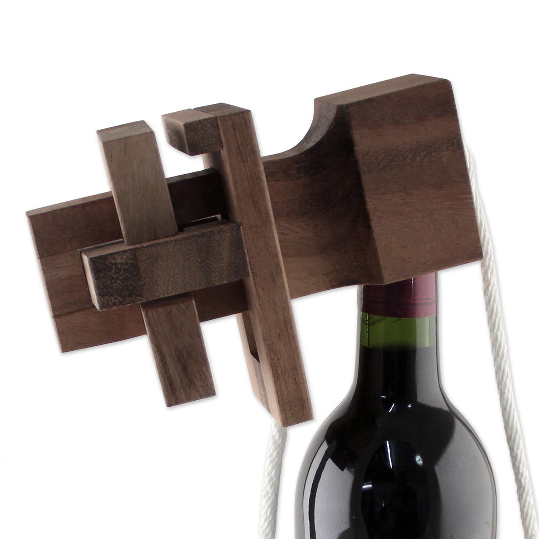 Handmade Rain Tree Wood Bottle Puzzle from Thailand - Don't Break It