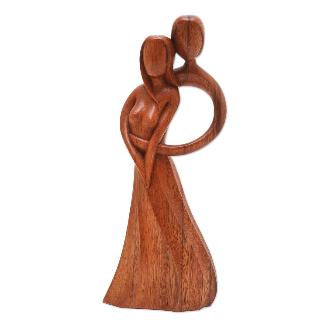 Artisan Crafted Suar Wood Romantic Statuette from India - Fairytale