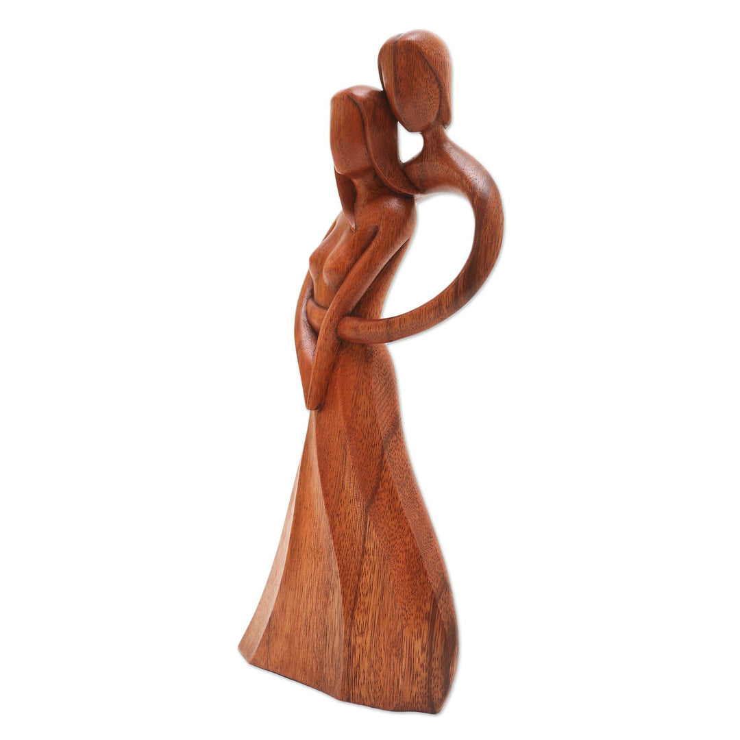 Artisan Crafted Suar Wood Romantic Statuette from India - Fairytale