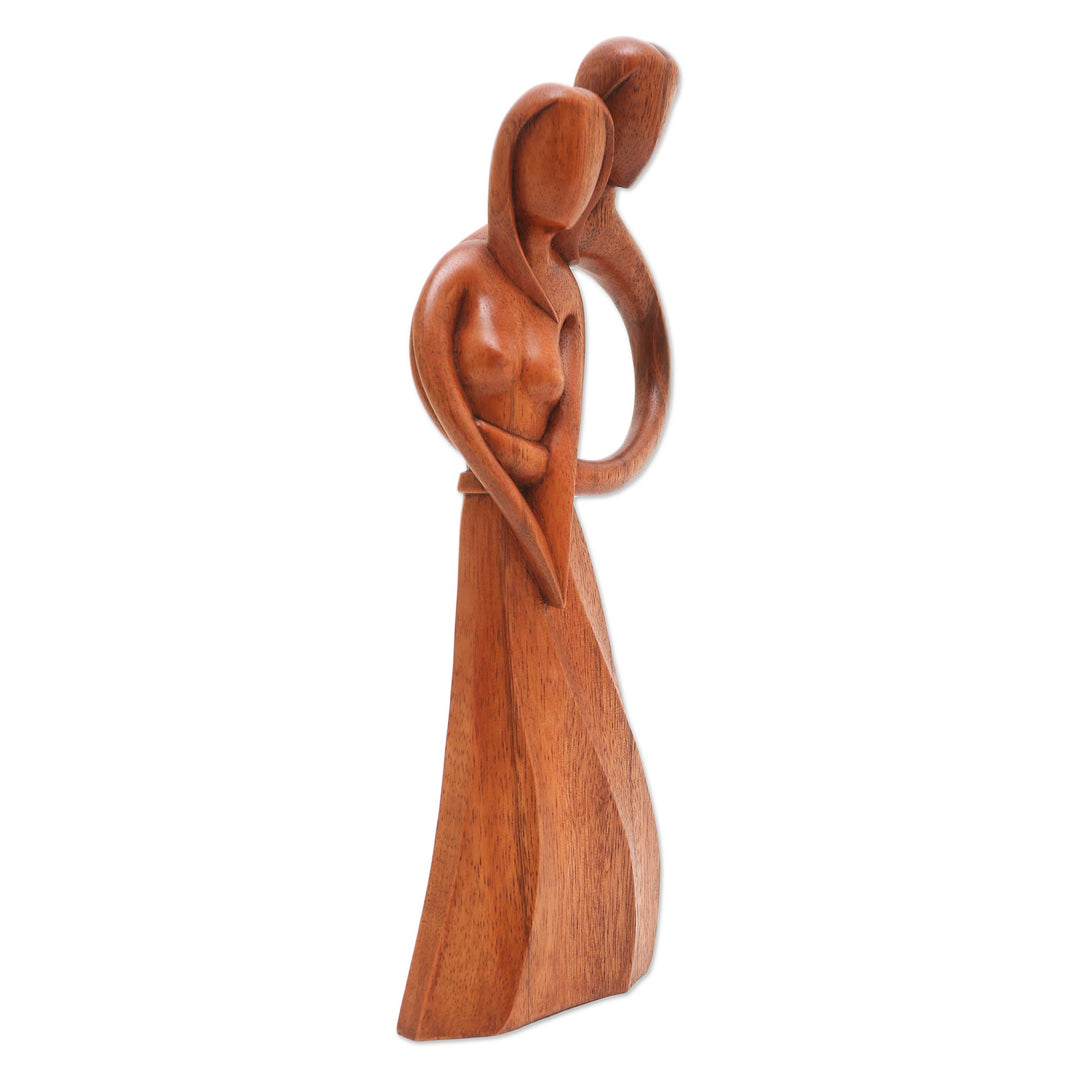 Artisan Crafted Suar Wood Romantic Statuette from India - Fairytale