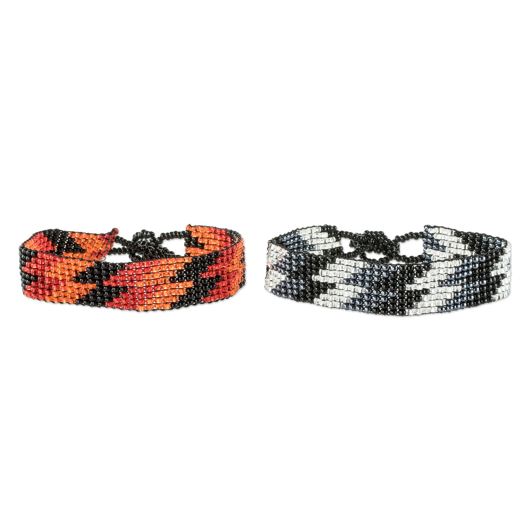 Handmade Glass Bead Bracelets (Pair) - Zig and Zag