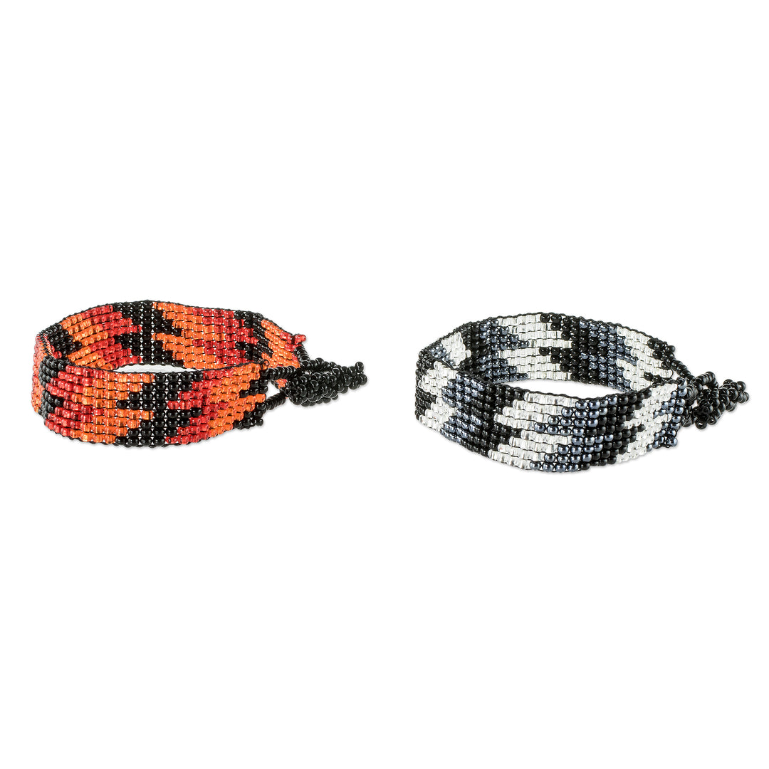 Handmade Glass Bead Bracelets (Pair) - Zig and Zag