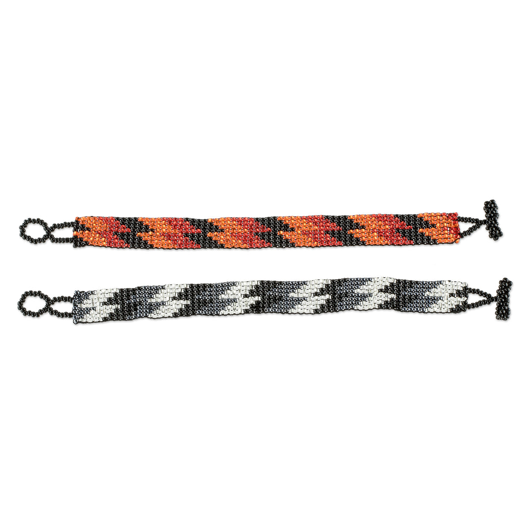 Handmade Glass Bead Bracelets (Pair) - Zig and Zag