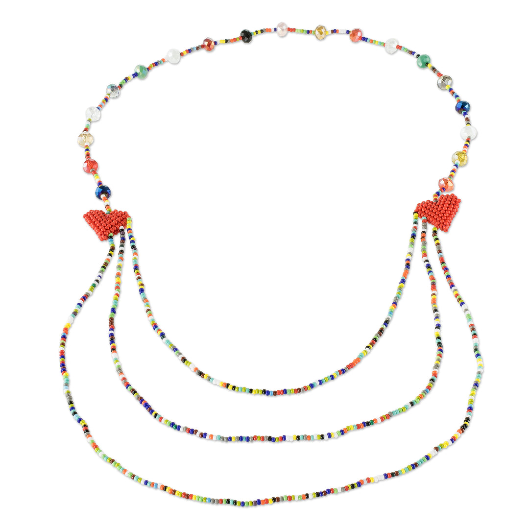 Multicolored Multistrand Beaded Necklace - Have a Heart