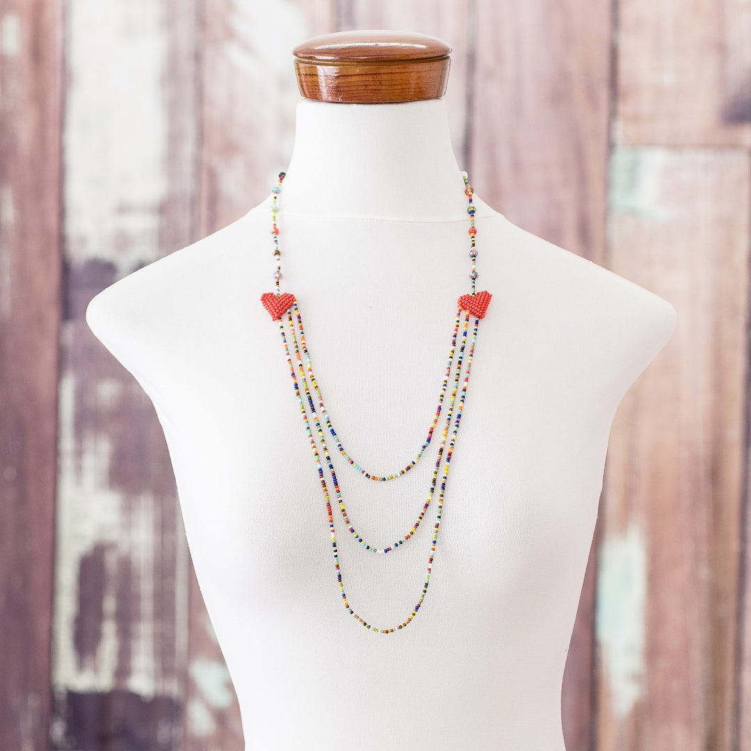 Multicolored Multistrand Beaded Necklace - Have a Heart