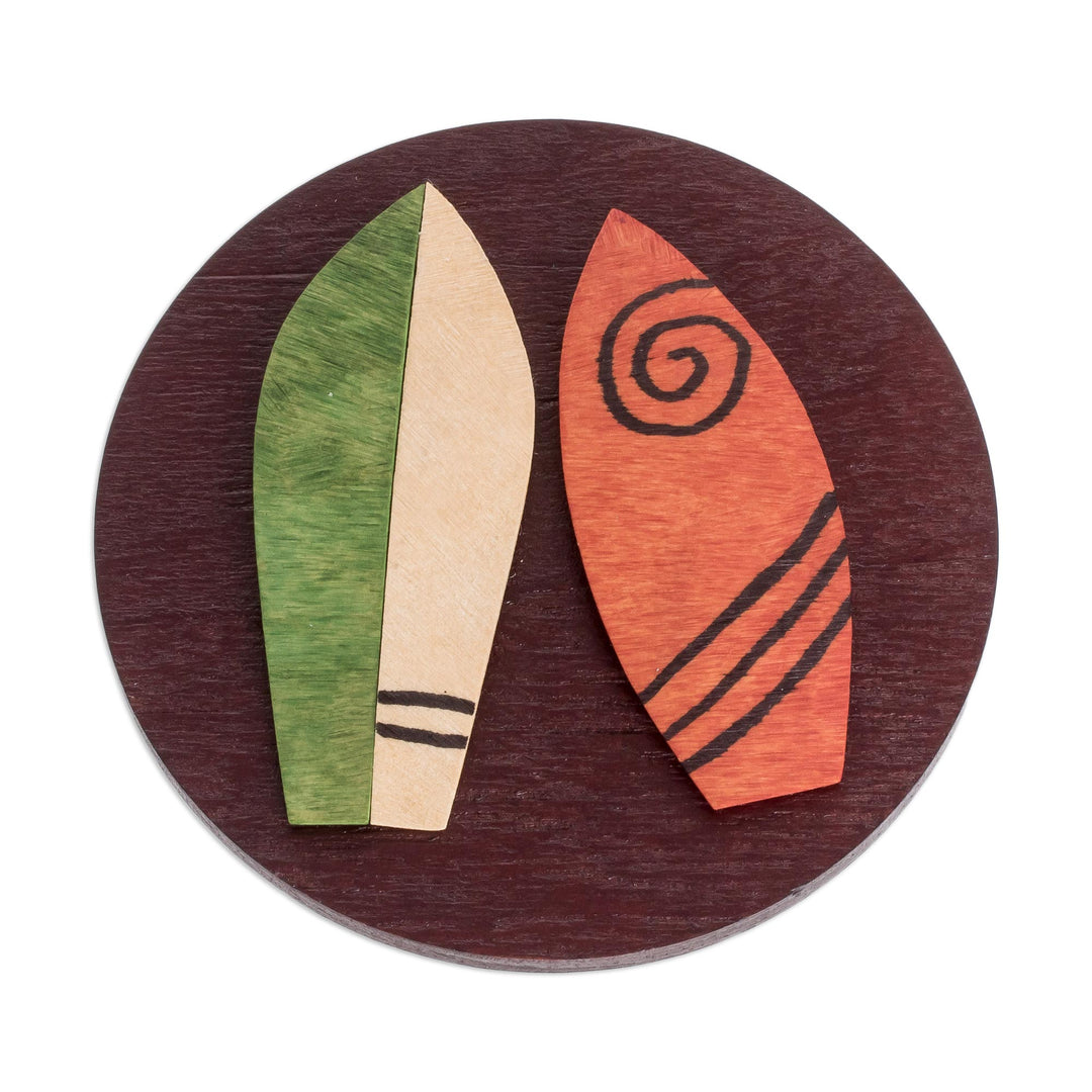 Surfing Themed Wooden Magnet - Surf's Up