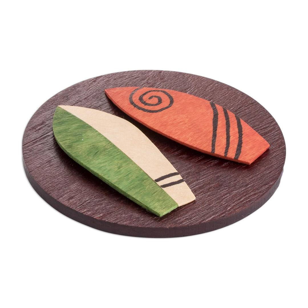 Surfing Themed Wooden Magnet - Surf's Up