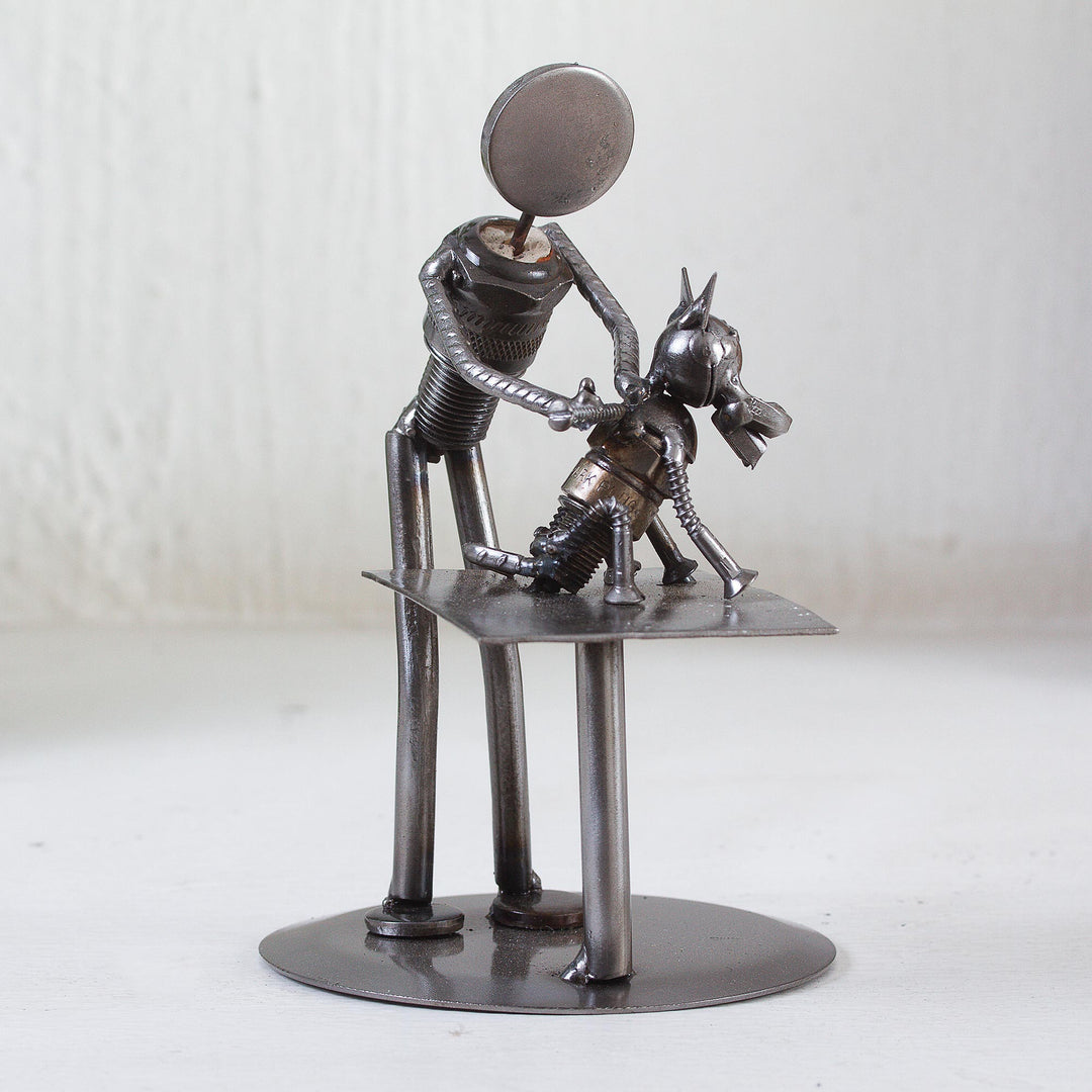 Unique Recycled Auto Parts Veterinarian Sculpture - Rustic Veterinarian