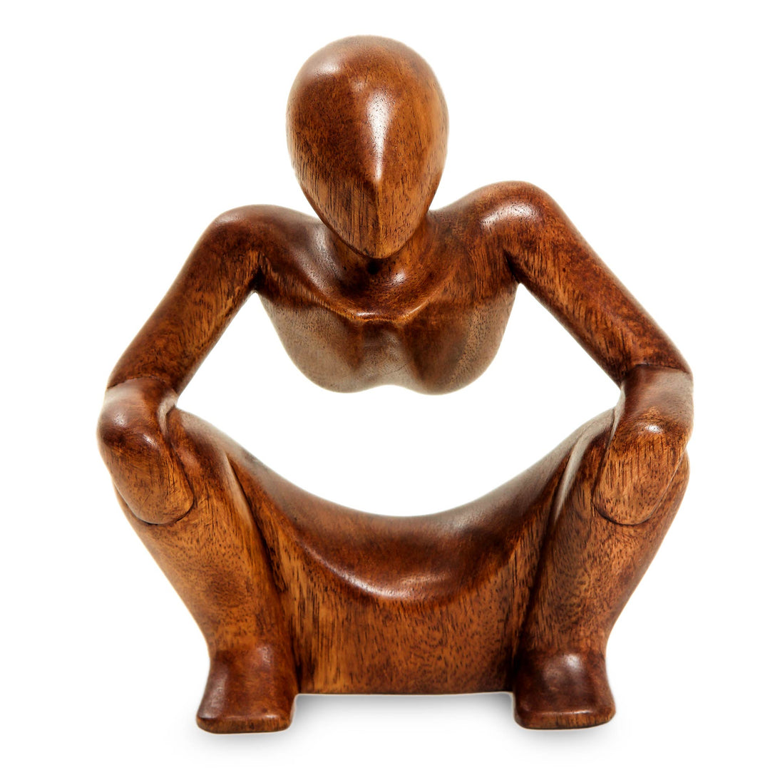 Thought and Meditation Wood Sculpture - Abstract Sitting