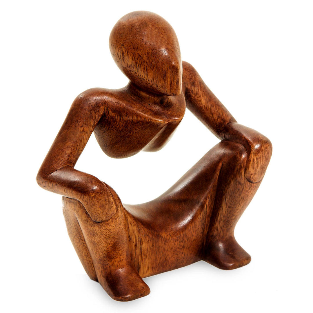 Thought and Meditation Wood Sculpture - Abstract Sitting