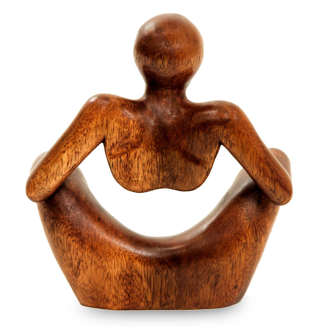 Thought and Meditation Wood Sculpture - Abstract Sitting