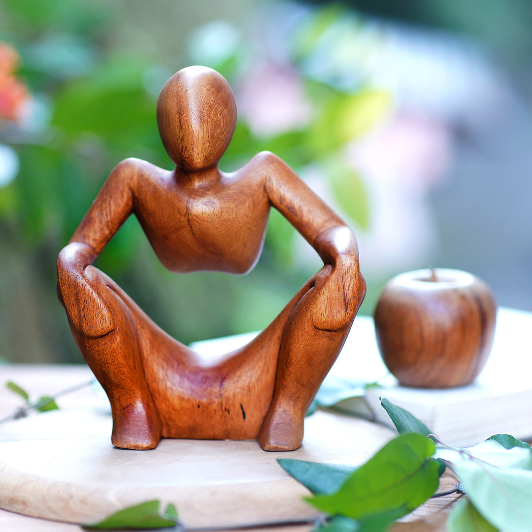 Thought and Meditation Wood Sculpture - Abstract Sitting