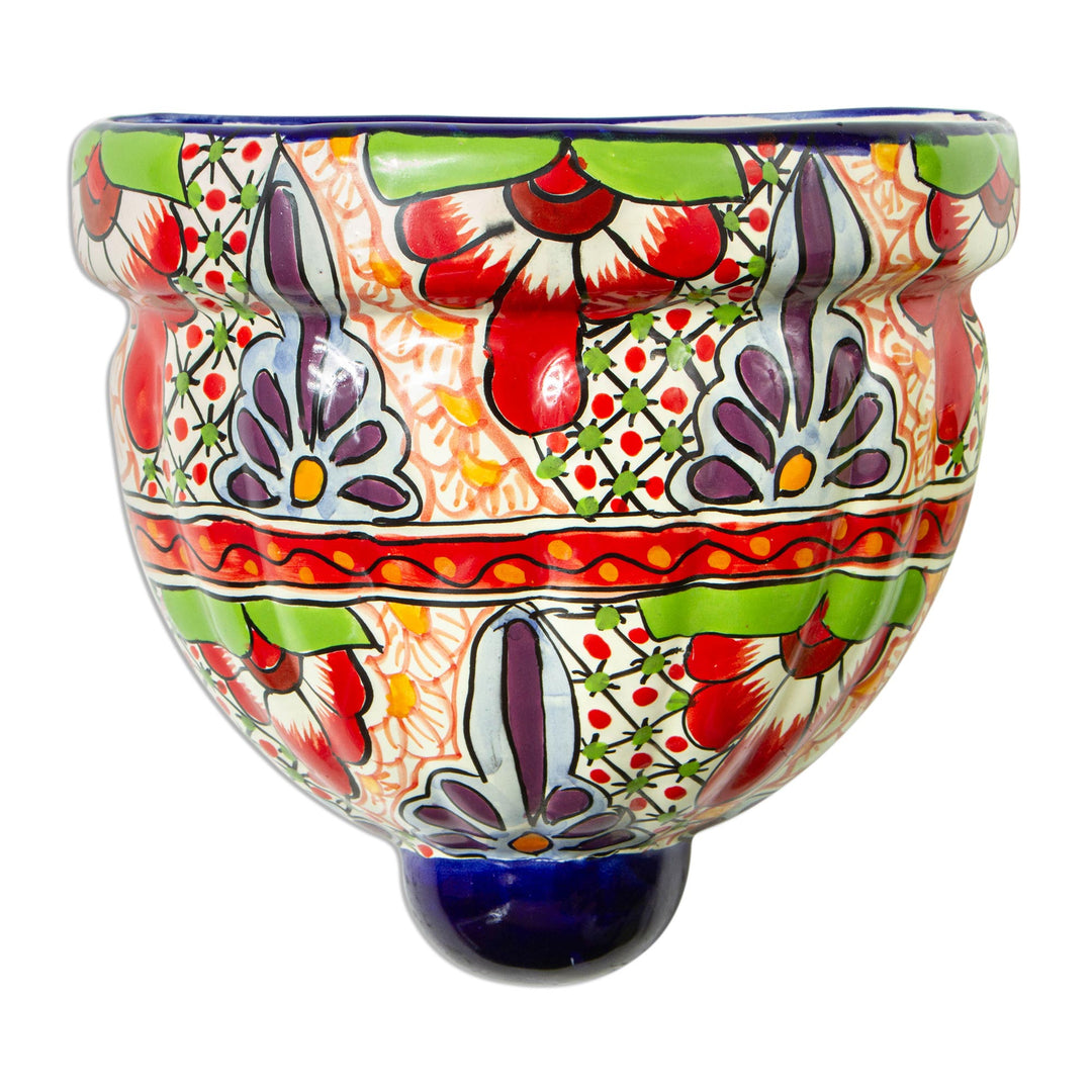 Ceramic Wall Planter Hand Crafted in Mexico - Talavera Garden