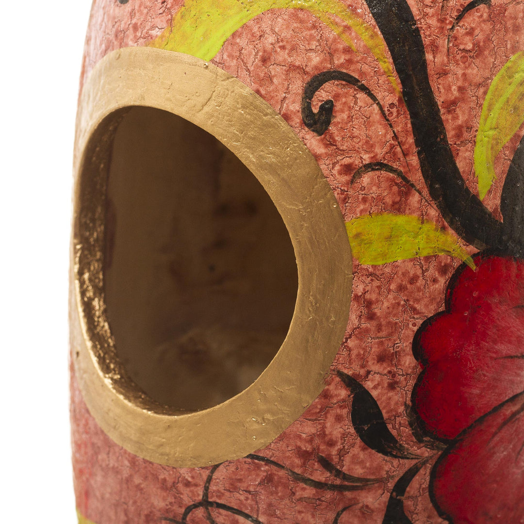Hand Painted Gourd Birdhouse from Peru - Blossoms on Blush