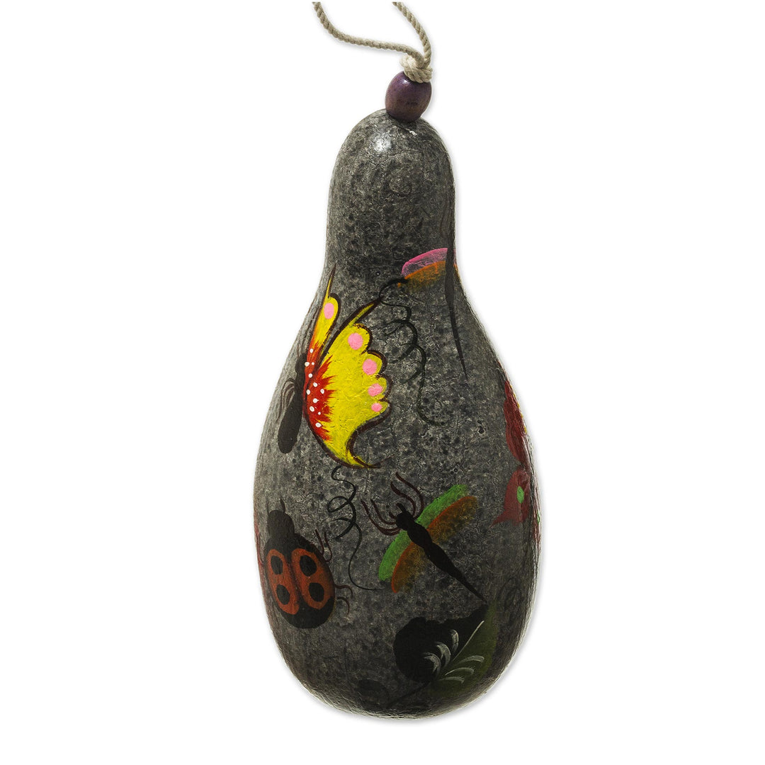 Sunflower Motif Dried Gourd Birdhouse - Sunflower and Earth