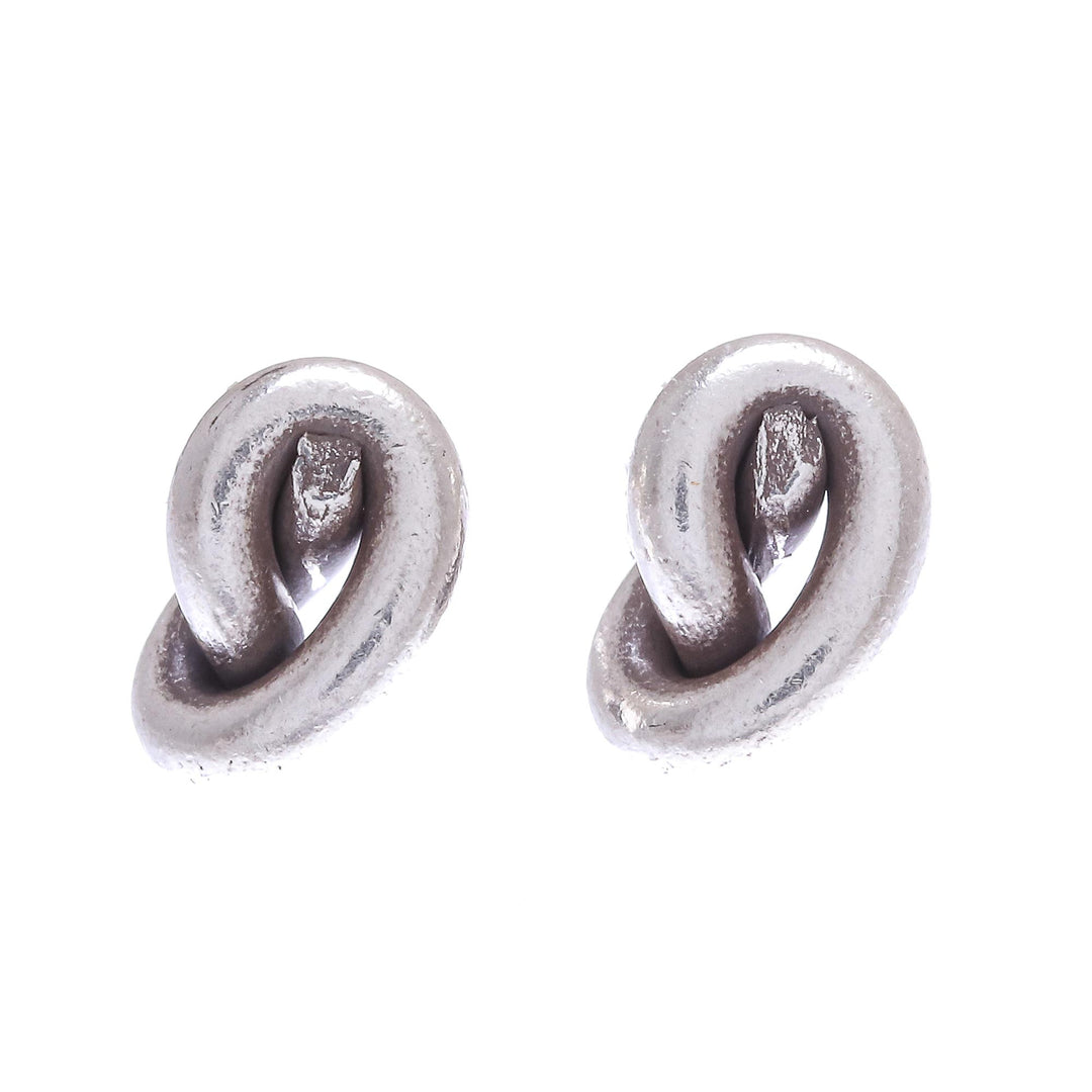 Handmade Karen Silver Stud Earrings - Knot Twist