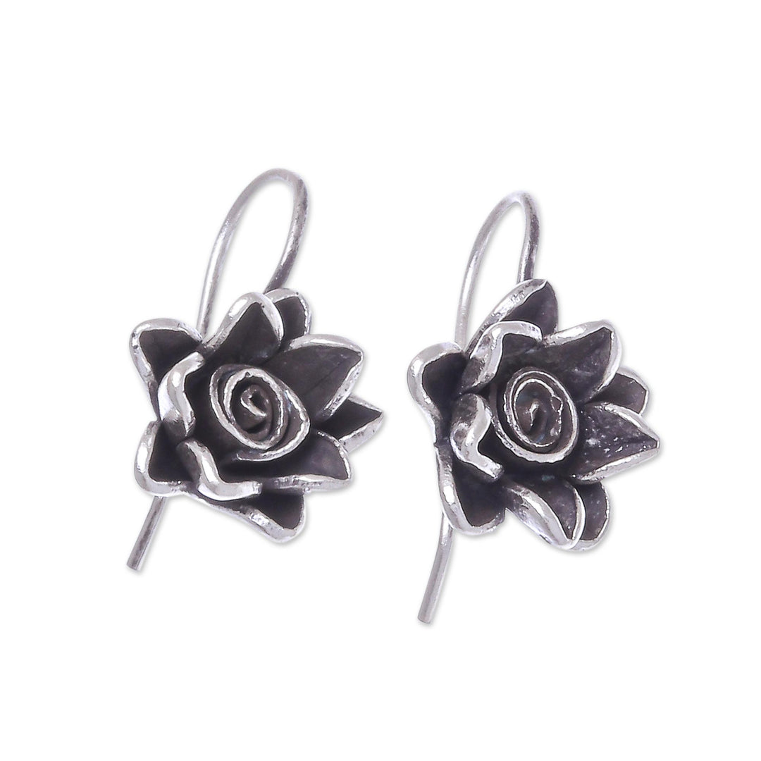 Sterling Silver Floral Drop Earrings from Thailand - Flowers in the Attic