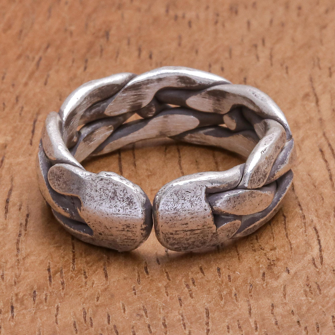Hand Crafted Karen Silver Woven Band Ring - Dream On