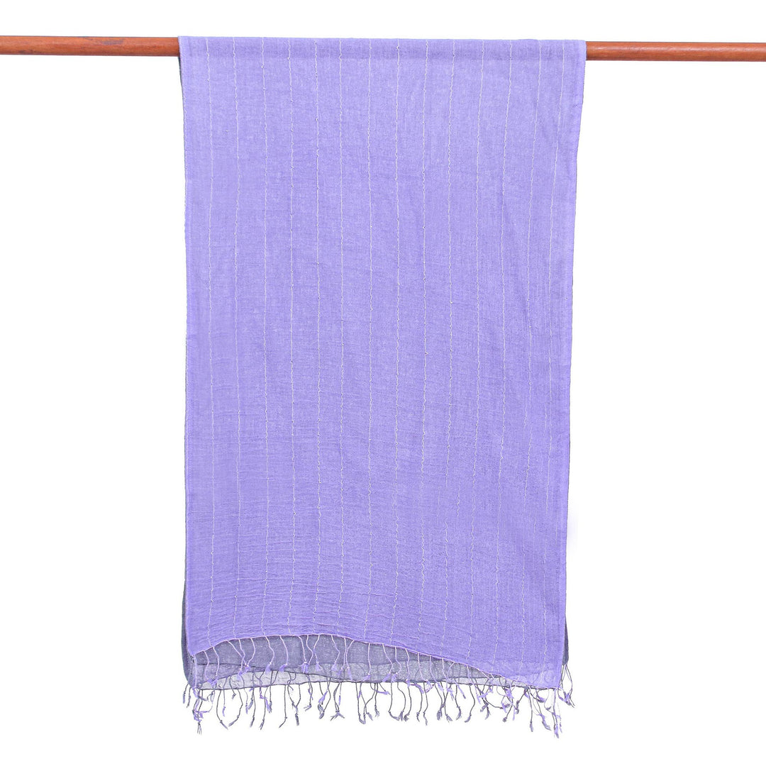 Cotton Kimono and Scarf Set from Thailand - Mild Violet