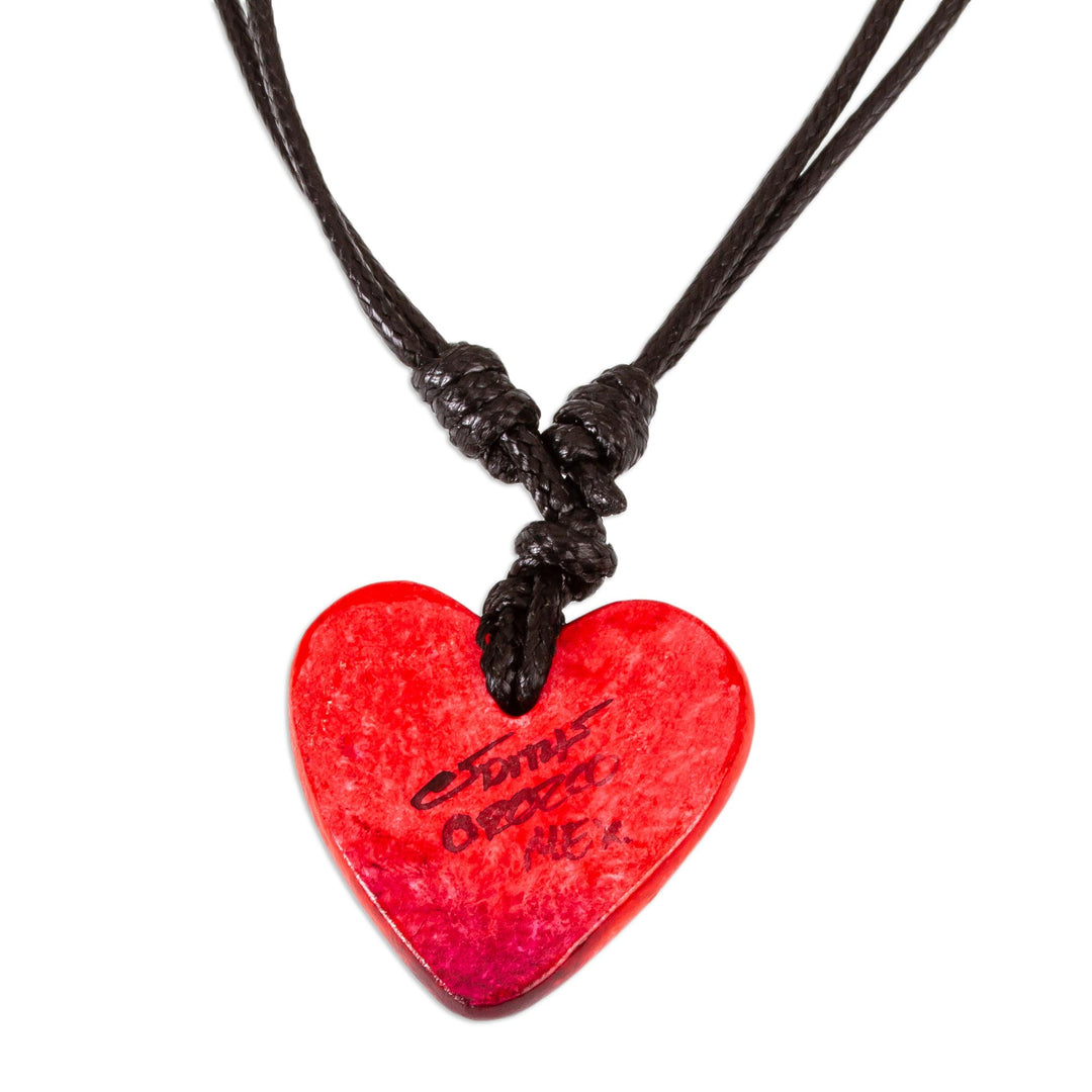 Artisan Handcrafted Red Papier Mache Heart Necklace - Heart Filled with Passion