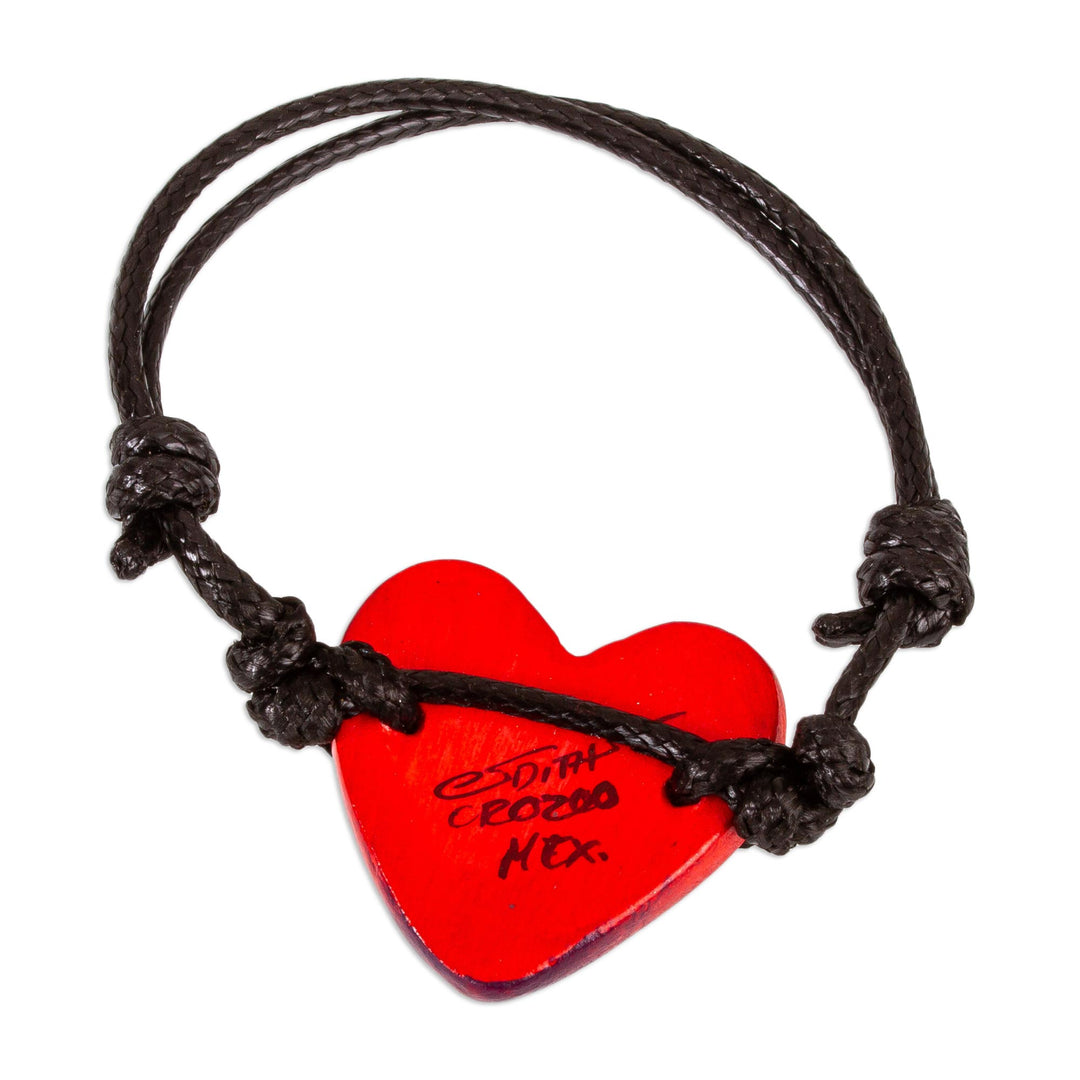 Artisan Handcrafted Red Papier Mache Heart Bracelet - Passionate Loving Heart