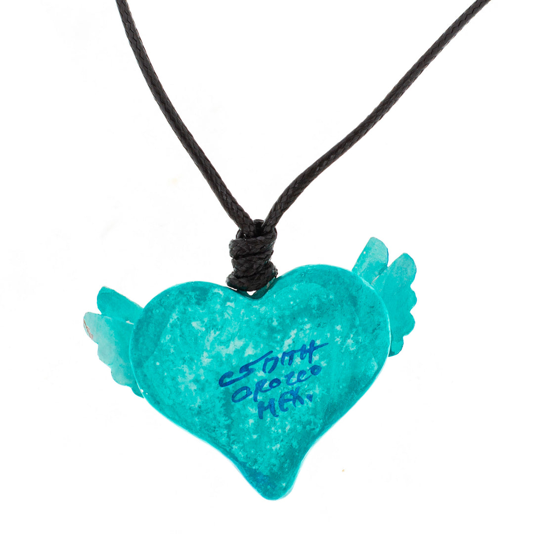 Folk Art Heart Pendant Necklace - From the Heart