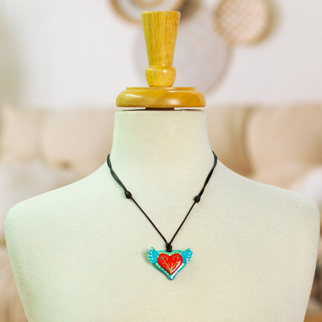 Folk Art Heart Pendant Necklace - From the Heart