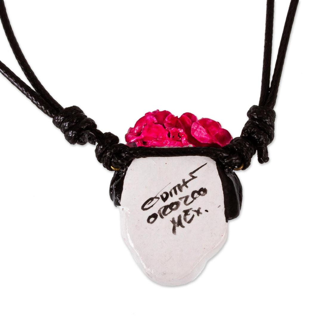 Handmade Molded Paper Skull Necklace - Starry-Eyed Skull