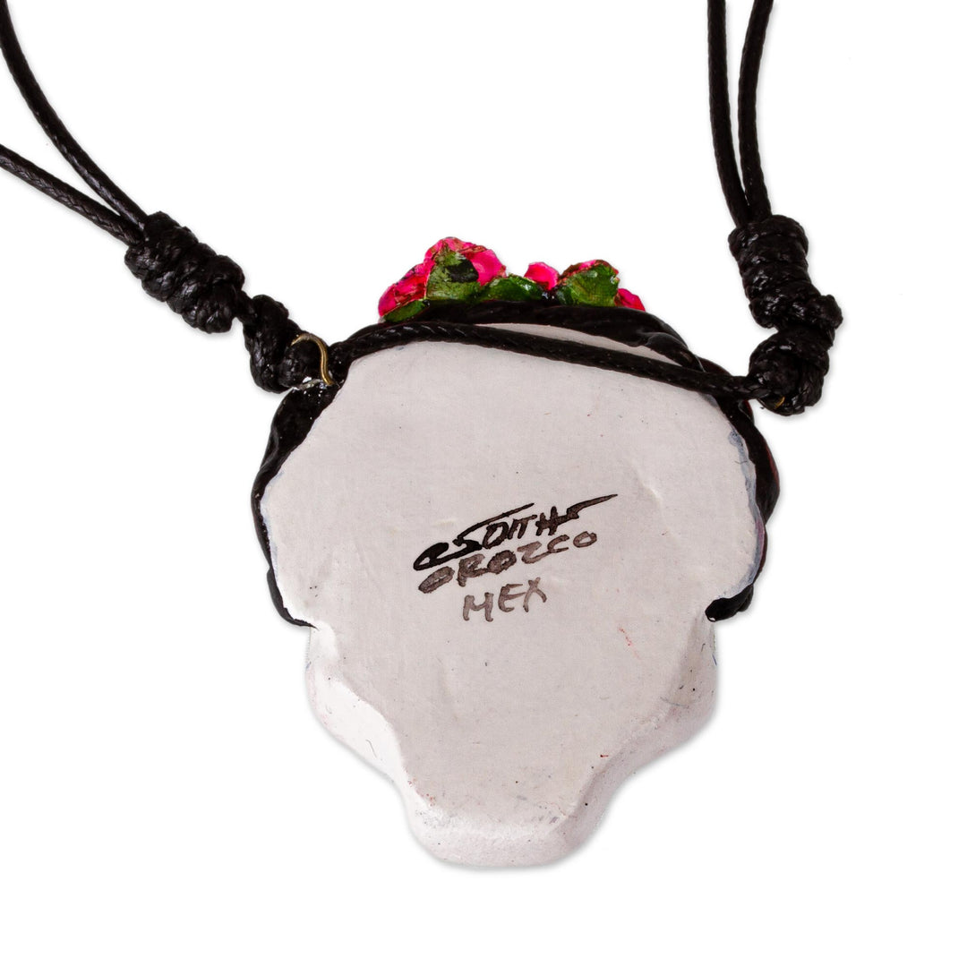 Hand Painted Catrina Skull Necklace - Pretty Catrina