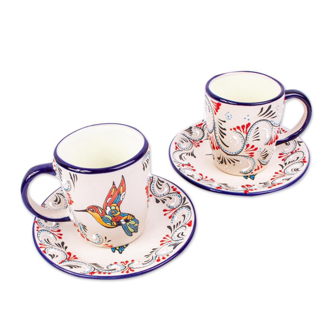 Hand Crafted Ceramic Cups and Saucers (Pair) - Colibri