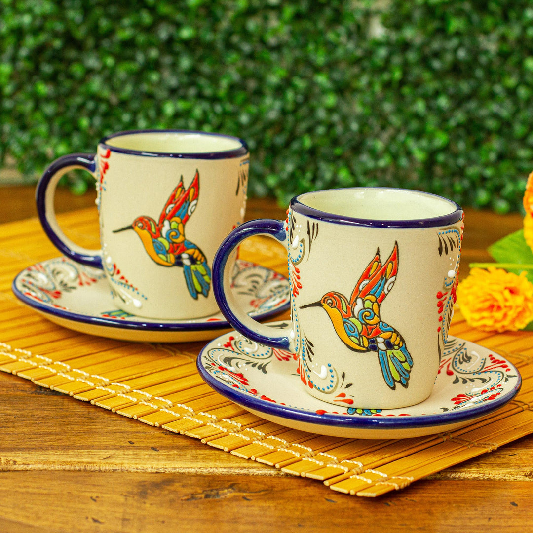 Hand Crafted Ceramic Cups and Saucers (Pair) - Colibri